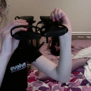 ASOS Black Square Toe Sandal Heels